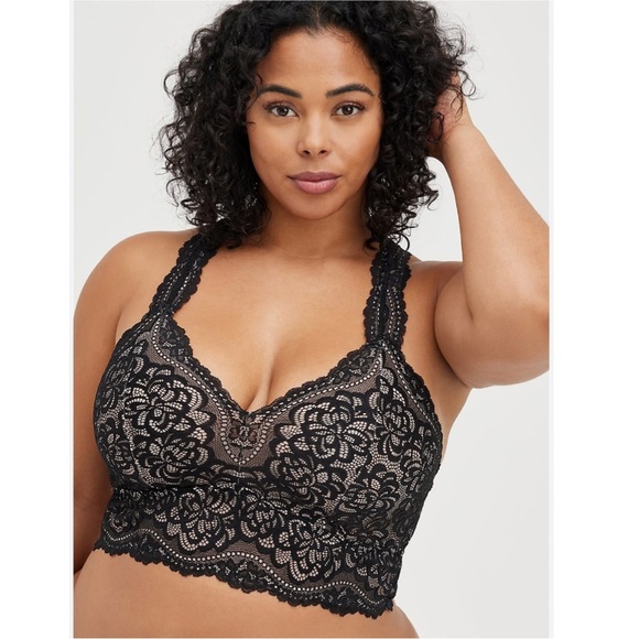 NWT Torrid Curve Floral Lace Knit Wireless Racerback Bralette Black 2X - Picture 7 of 7